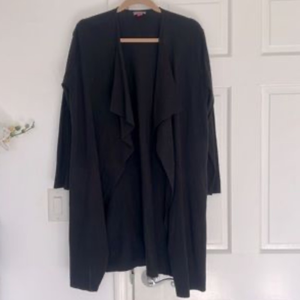 Vince Camuto 2X Cotton Cozy Open Front Duster Jacket Black New no tag